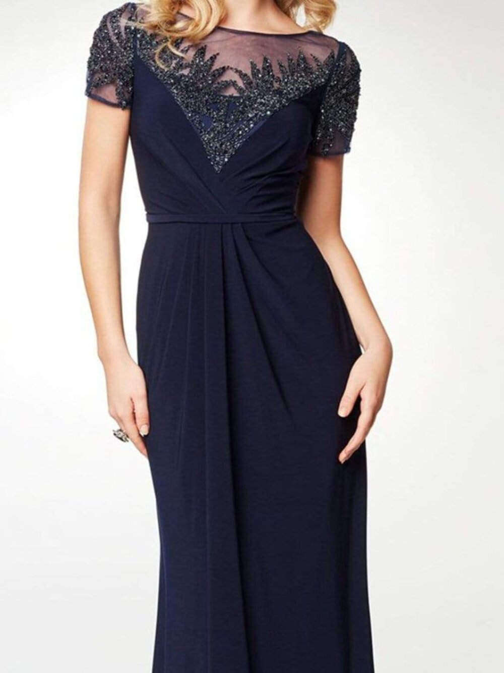 NWT Clarisse M6532 Illusion Mother of the Bride Dress Navy size 6